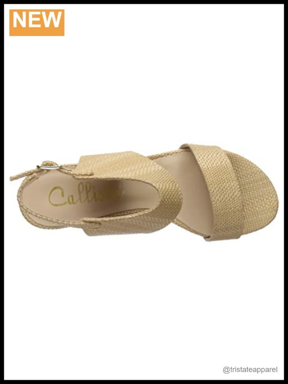 Callisto Raffia Cork Wedge Sandal Ankle Strap Rhinestone Comfort